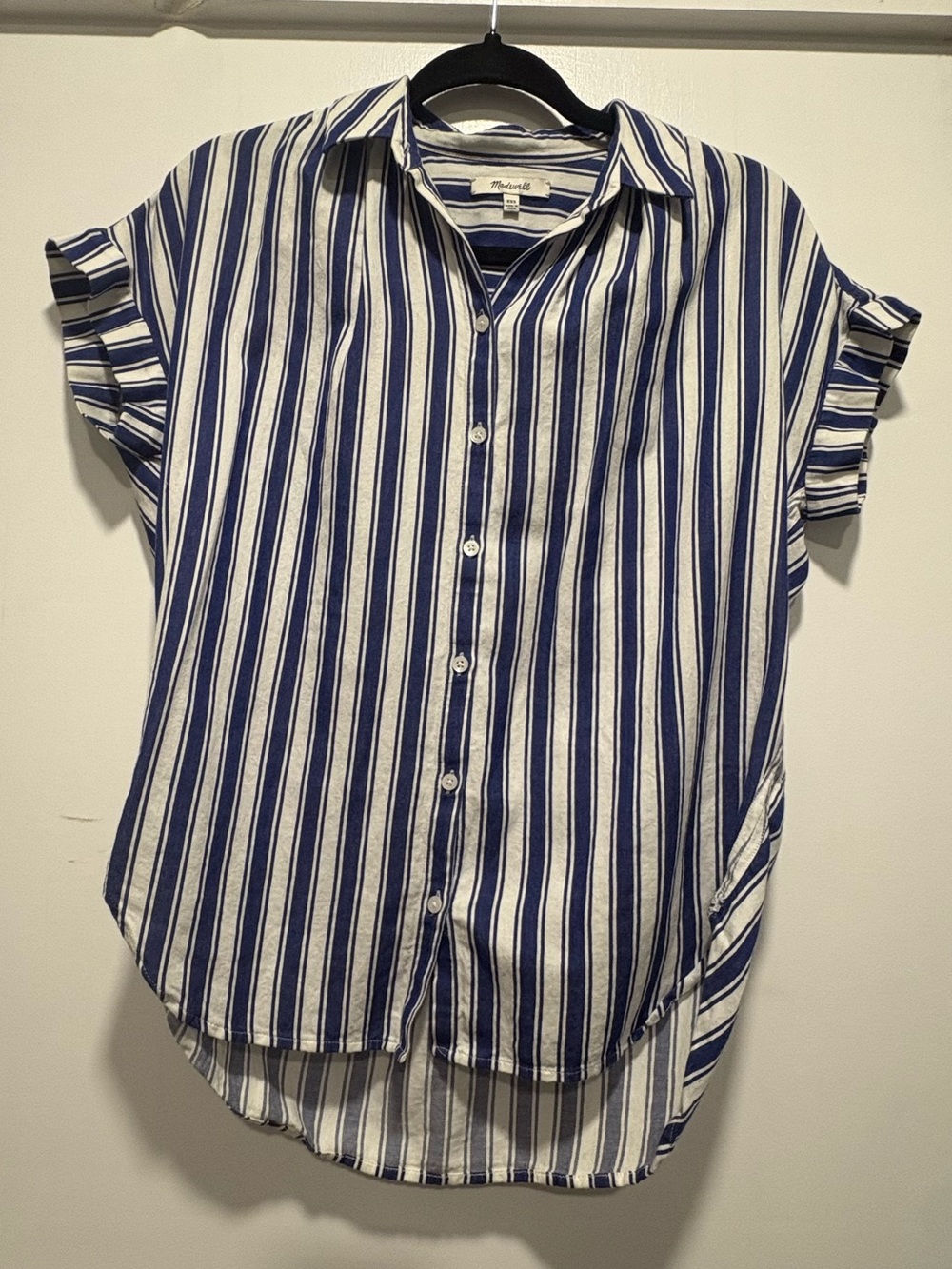 Madewell Blue & White Striped Button-Front Top